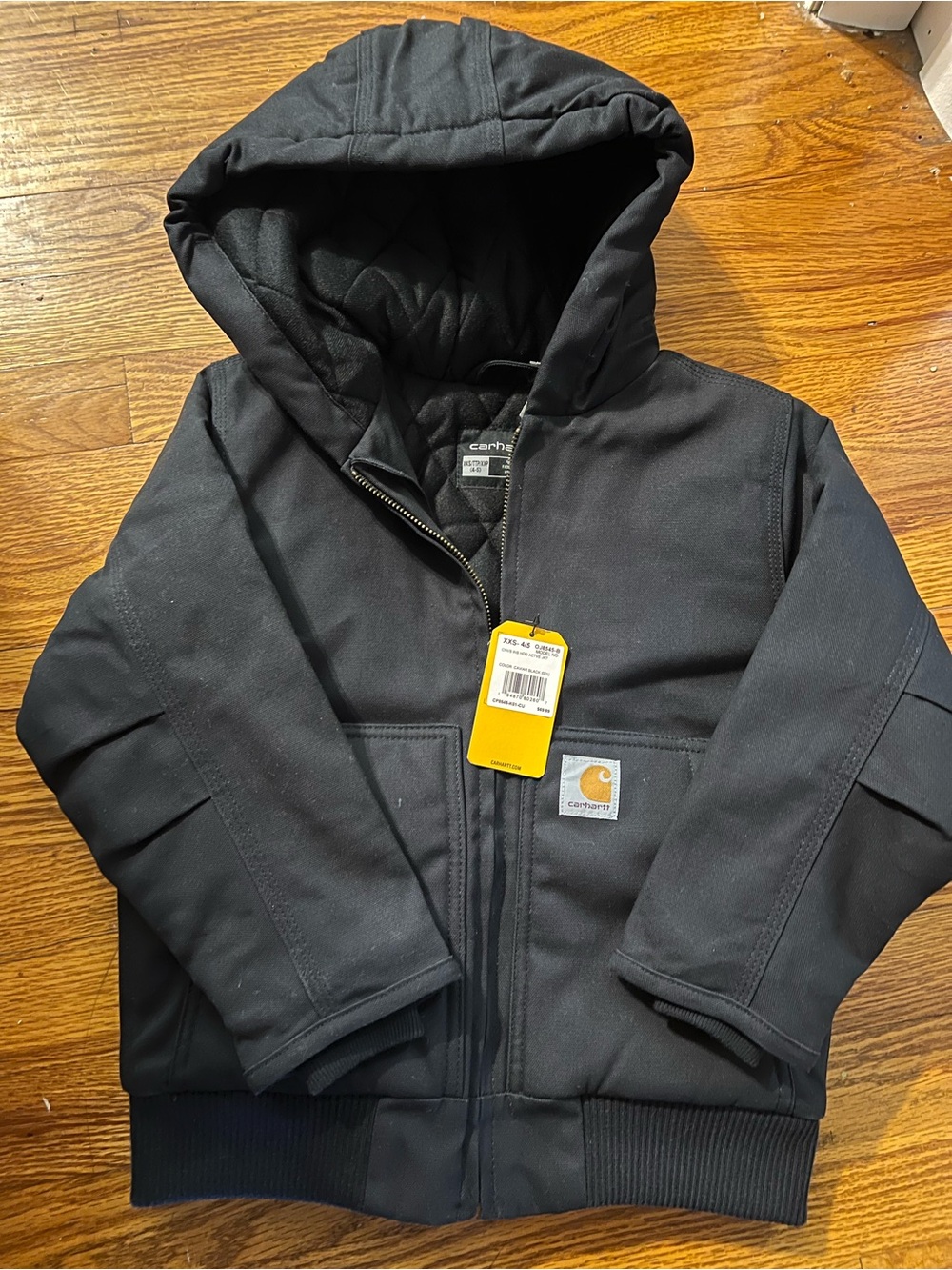 Carhartt Kids Black Hooded Puffer Jacket